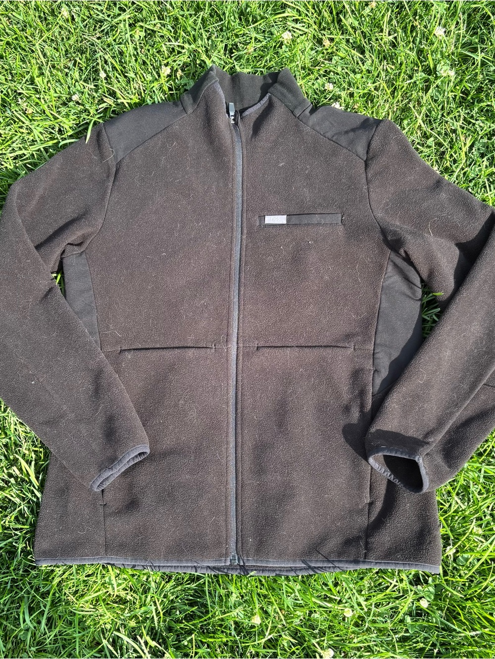 Figs Men's Black Fleece Lightweight Zip-Up Jacket